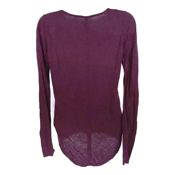 Lululemon Merino Wool Top Sweater Pullover Burgundy 4 Hi-Low Long Sleeve V-Neck - Picture 2 of 3
